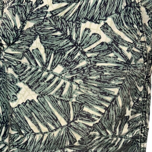 Reversible two in one chambray blue green tropical print bermuda shorts 32 - Picture 6 of 7